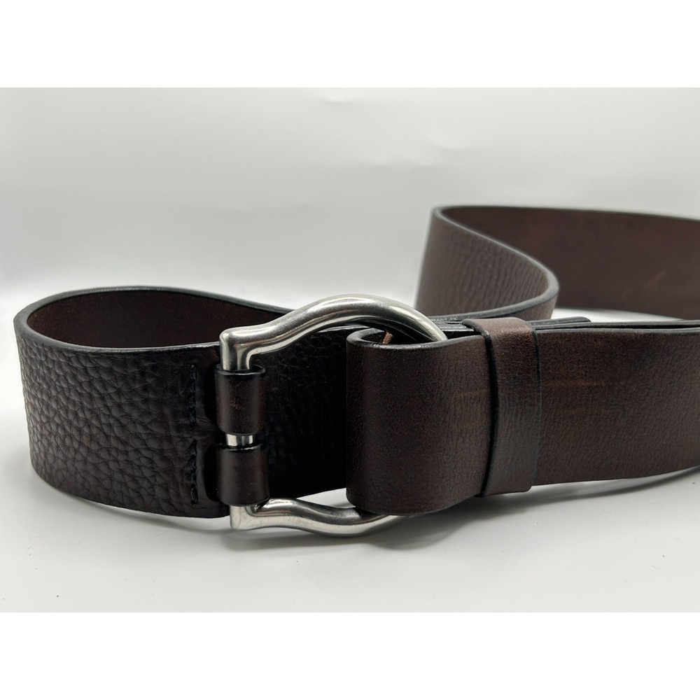 Brave BeltWorks Mens Leather Belt Brown Size 40 Silver Buckle Rugged Italy